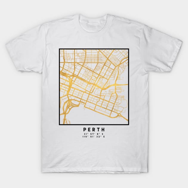 PERTH AUSTRALIA CITY STREET MAP ART T-Shirt by deificusArt